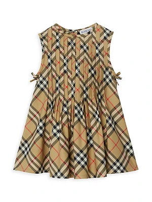 Baby Girl's & Little Pleated Check Sleeveless Dress