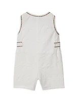 Baby's Seersucker Sleeveless Playsuit & Hat Set