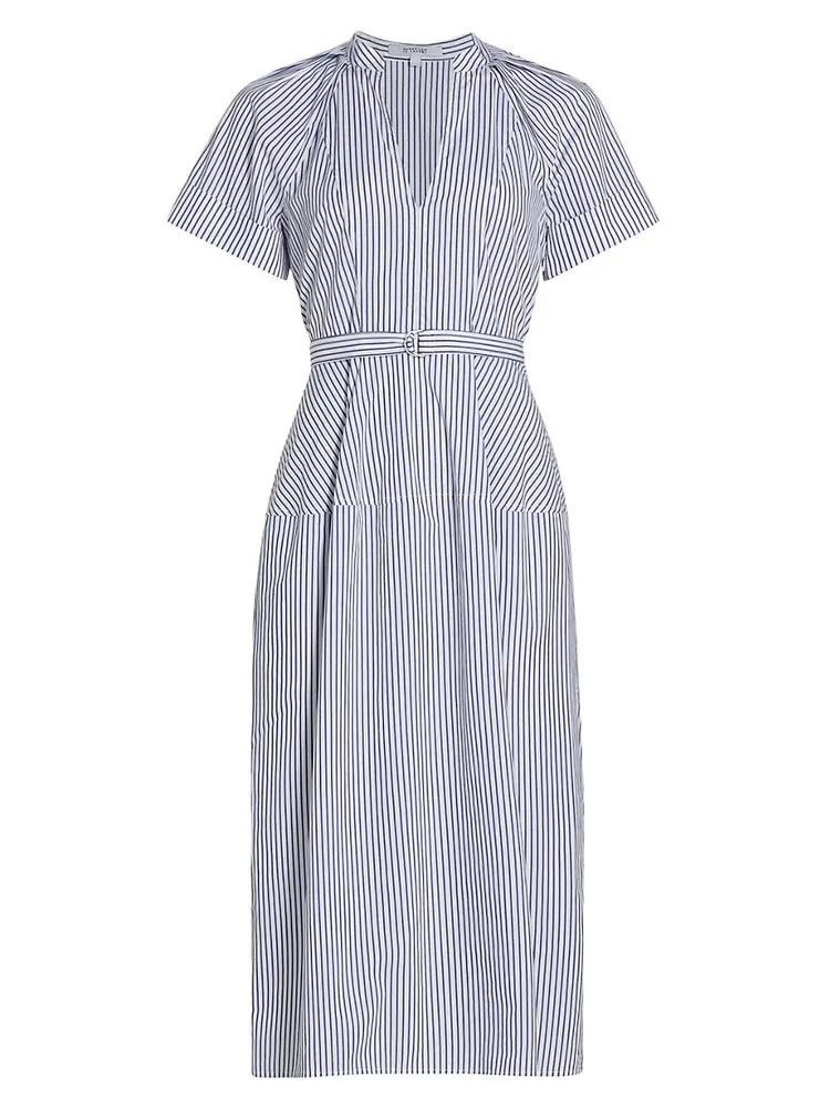 Orla Belted Striped Cotton Midi-Dress