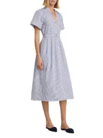 Orla Belted Striped Cotton Midi-Dress