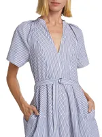 Orla Belted Striped Cotton Midi-Dress