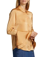 Selma Satin Button-Front Blouse