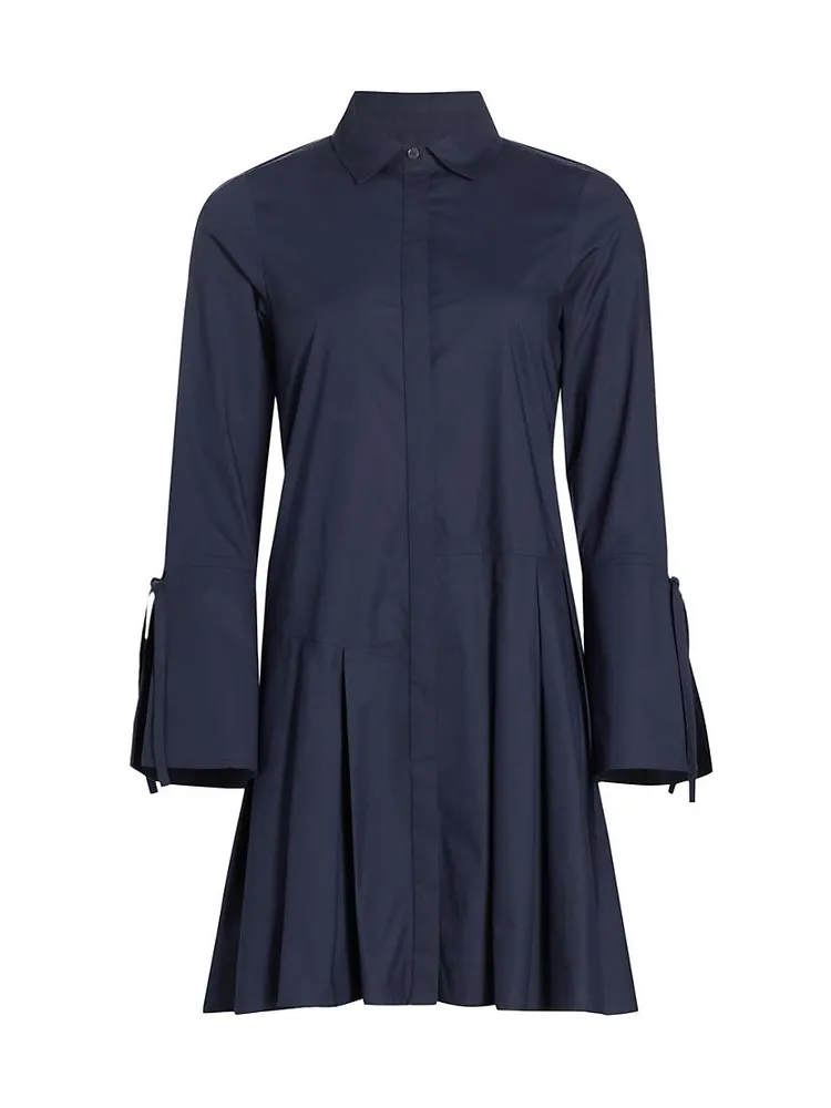 Andrea Pleated Cotton Shirtdress
