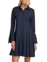 Andrea Pleated Cotton Shirtdress