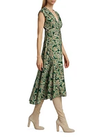 Reina Cotton-Blend Abstract Midi-Dress