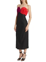 Carmen Ruffle Strapless Midi-Dress