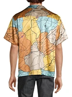 Road Map Print Silk Short-Sleeve Shirt