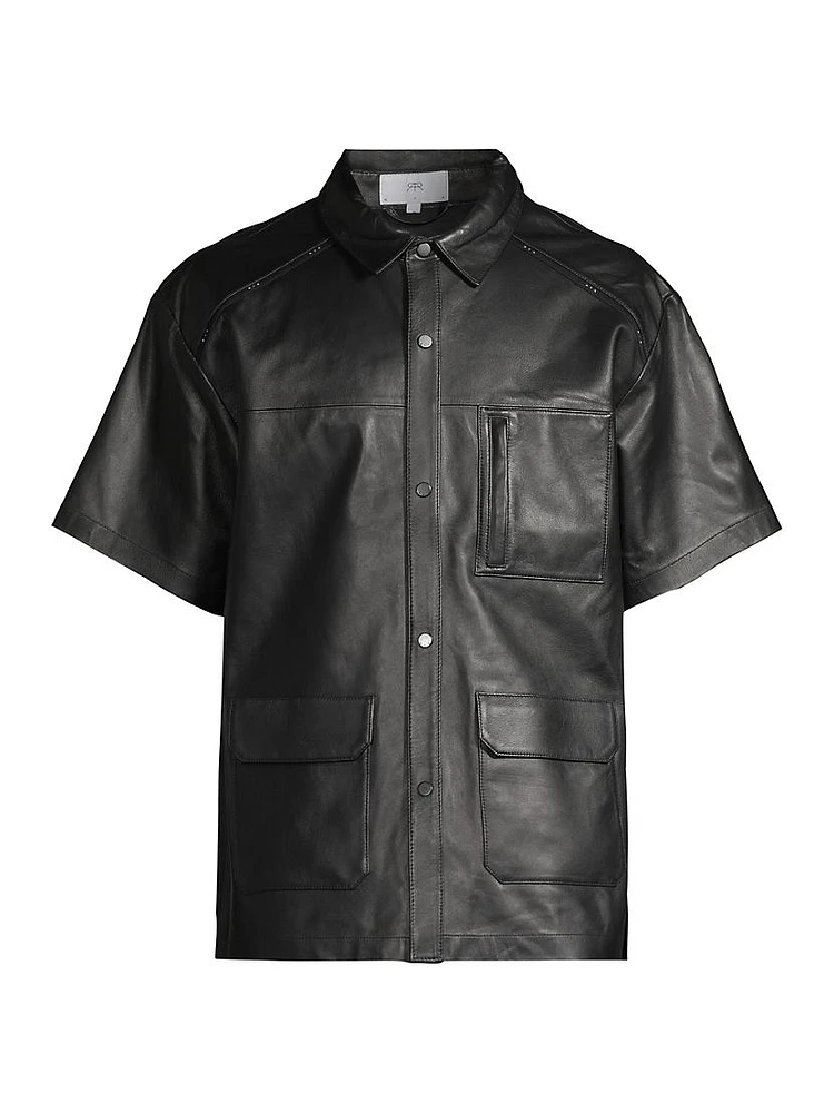 Leather Short-Sleeve Utility Shirt