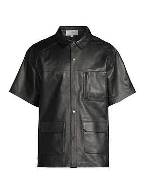 Leather Short-Sleeve Utility Shirt