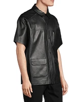 Leather Short-Sleeve Utility Shirt