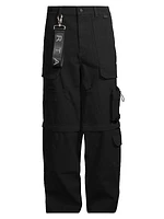 Denim Wide-Leg Cargo Pants