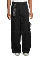 Denim Wide-Leg Cargo Pants