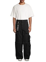 Denim Wide-Leg Cargo Pants
