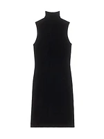 Micro Velvet Turtleneck Sheath Dress