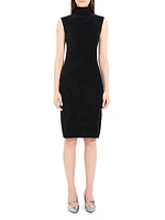 Micro Velvet Turtleneck Sheath Dress