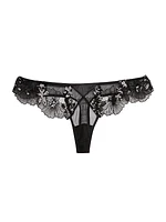 Embroidered Sequined Lace Thong