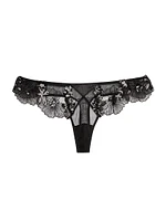 Embroidered Sequined Lace Thong