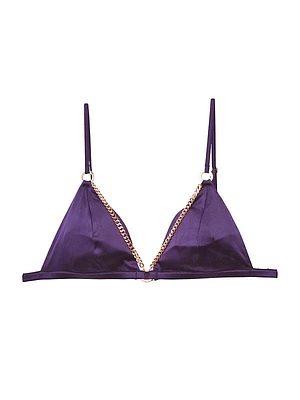 Chain Luxe Silk-Blend Triangle Bra