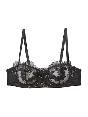 Sequin Violet Embroidered Balconette Bra