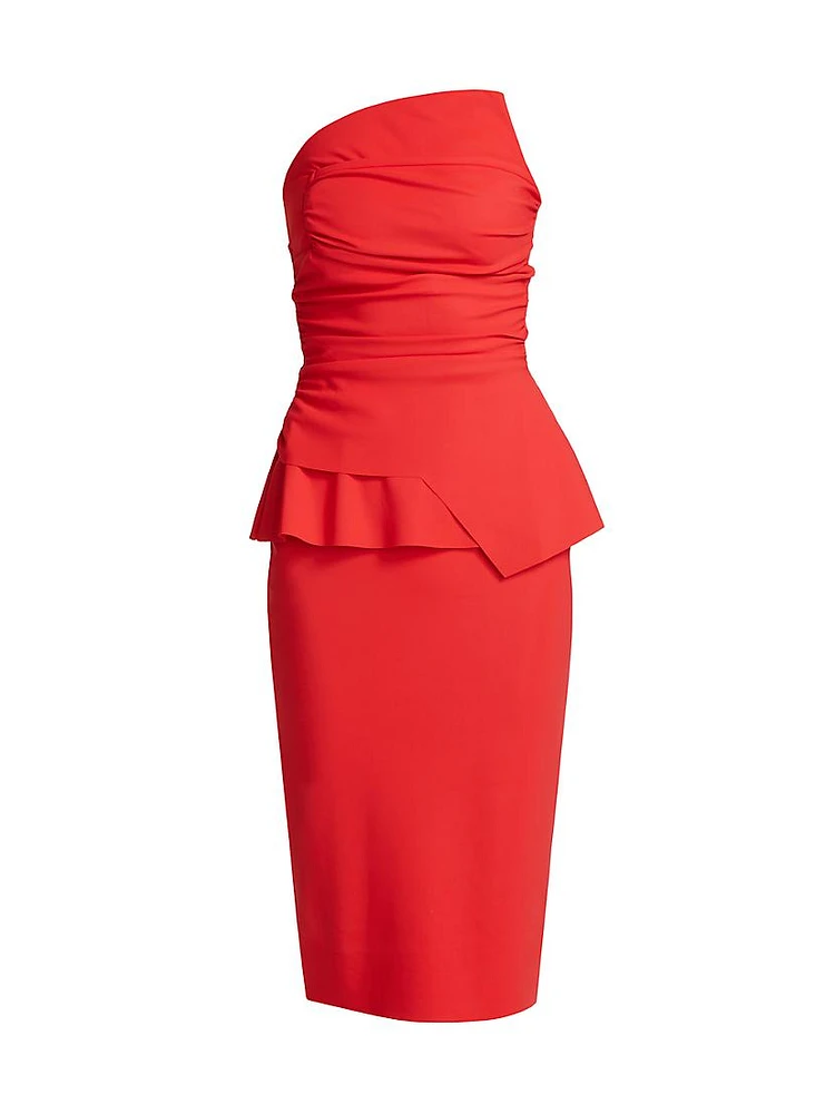 Ruffle Peplum Strapless Cocktail Dress