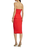 Ruffle Peplum Strapless Cocktail Dress