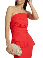 Ruffle Peplum Strapless Cocktail Dress