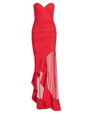 Yoshiro Strapless High-Low Gown