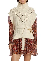 Cosette Cable-Knit Tie-Waist Vest