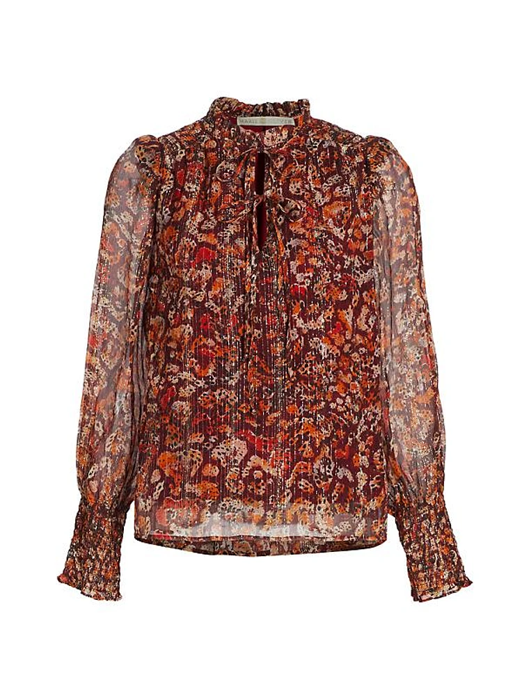 Jennifer Printed Metallic Chiffon Blouse