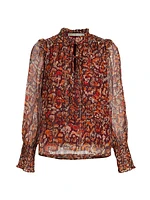 Jennifer Printed Metallic Chiffon Blouse