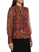 Jennifer Printed Metallic Chiffon Blouse