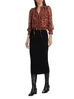 Jennifer Printed Metallic Chiffon Blouse