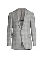 Kei Plaid Linen & Wool Two-Button Sport Coat