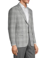 Kei Plaid Linen & Wool Two-Button Sport Coat