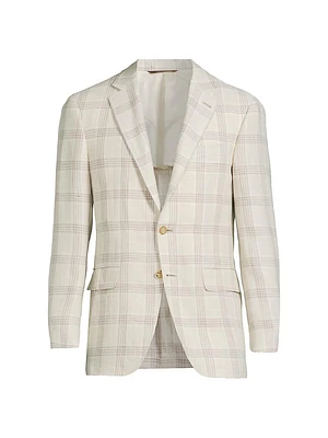 Kei Plaid Linen & Wool-Blend Two-Button Sport Coat