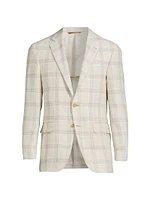 Kei Plaid Linen & Wool-Blend Two-Button Sport Coat