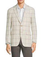 Kei Plaid Linen & Wool-Blend Two-Button Sport Coat