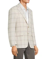 Kei Plaid Linen & Wool-Blend Two-Button Sport Coat