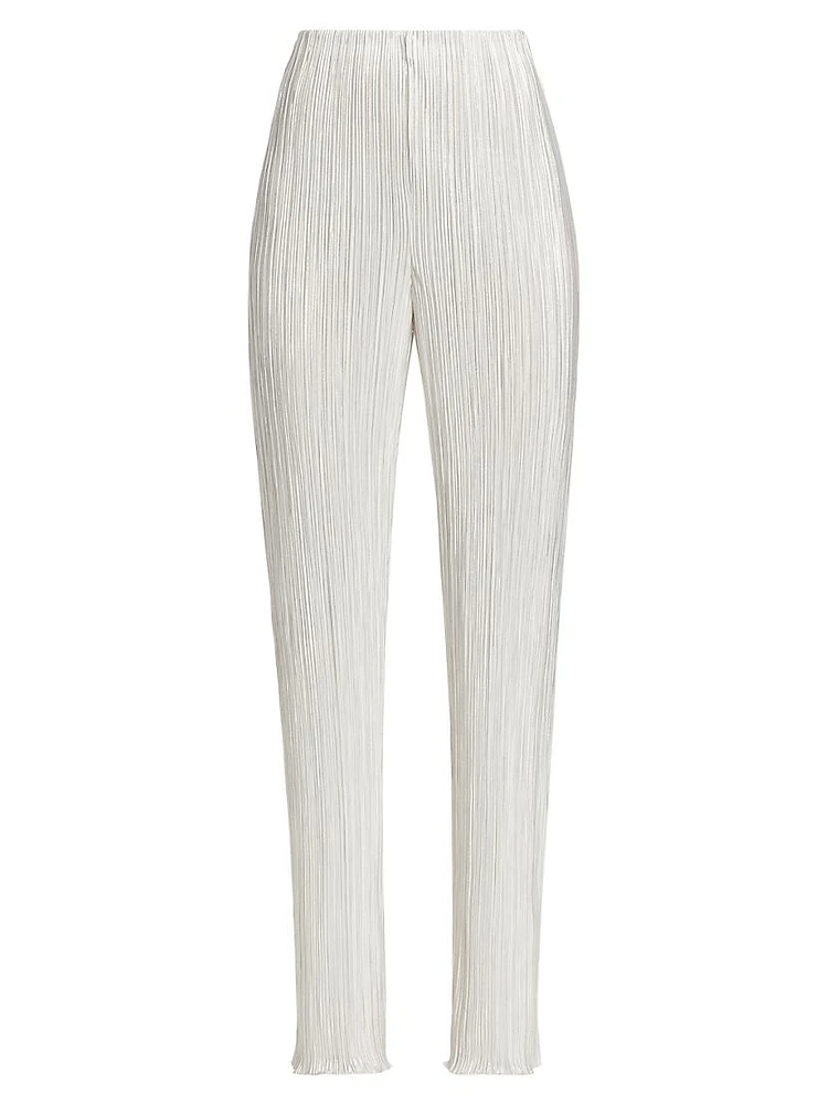 Rowan Plissé Straight-Leg Pants