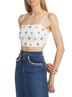 Alaya Embellished Sunburst Crop Top