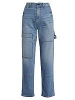 Mid-Rise Carpenter Stretch Straight-Leg Jeans