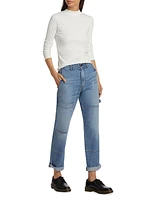 Mid-Rise Carpenter Stretch Straight-Leg Jeans