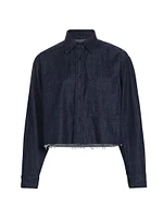 Denim Frayed Hem Shirt