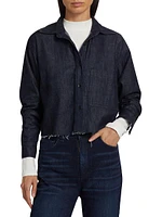 Denim Frayed Hem Shirt