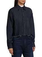 Denim Frayed Hem Shirt