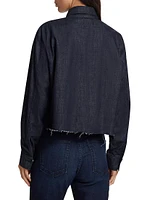 Denim Frayed Hem Shirt