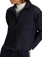 Denim Frayed Hem Shirt