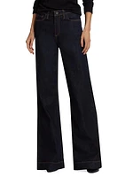 Juniper Olive Resin Mid-Rise Stretch Wide-Leg Jeans