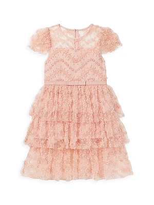 Little Girl's & Tiered Sequin Dress