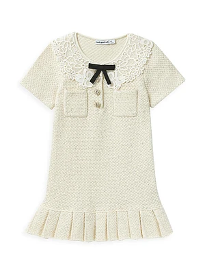 Little Girl's & Lace Collar Sequin Knit Dress